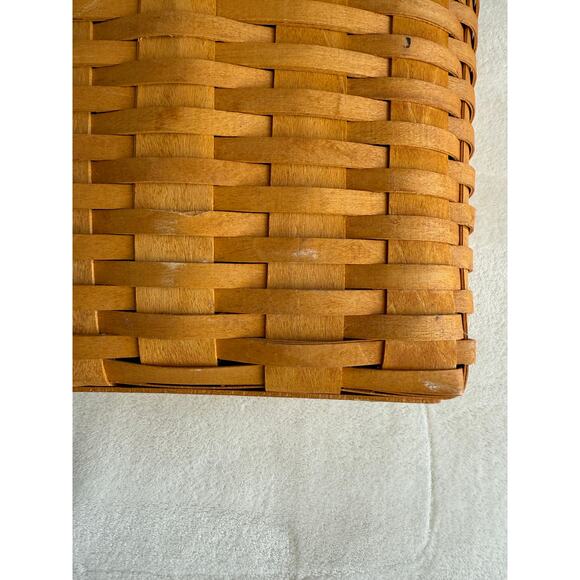 Longaberger 2000 Large Mail Basket w/ Leather Connectors to Lid & Protector - Picture 10 of 14